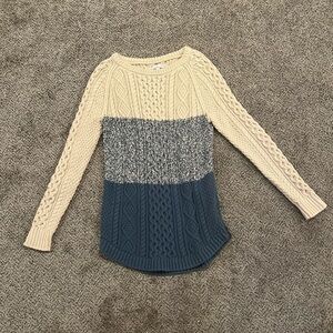 LL Bean Signature Fisherman’s Blue, Grayand Cream Sweater Women’s S